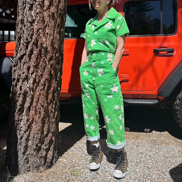 Big Bud Press Bob Baker Marionettes Jumpsuit XS/XXS P Green Daisy Short Sleeve - Picture 11 of 14